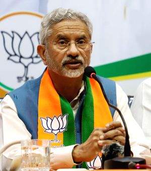 Bengaluru: External Affairs Minister S Jaishankar addresses a press conference at BJP Media Centre