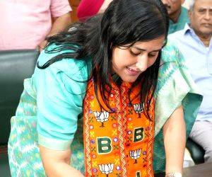 BJP candidate Bansuri Swaraj files her nomination papers for Lok Sabha polls