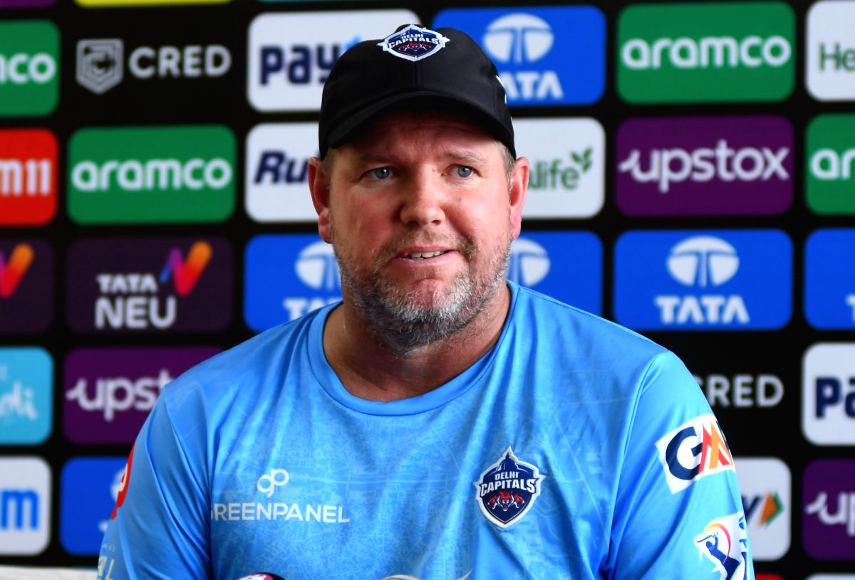 Guwahati : Delhi Capitals bowling coach James Hopes addressing a press conference ahead of the IPL 2023 cricket match between Delhi Capitals and Rajasthan Royals, in Guwahati on Friday, April 07, 2023. (Photo:IANS/Anuwar Hazarika)