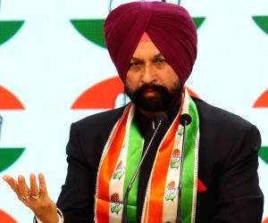 New Delhi:Former Punjab Police ADGP Gurinder Dhillon speaks after joining Congress party